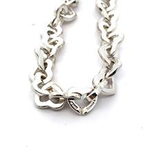 Tiffany & Co Sterling/18K Heart Link Bracelet - 8